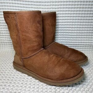 UGG Australia Classic Short 5825 Chestnut Suede Shearling Boots Womens 9 Brown